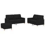Casa si Gradina - Mobilier - Seturi de mobilier - Seturi living - Set de canapele cu perne, 3 piese, negru, textil - Infinity.ro