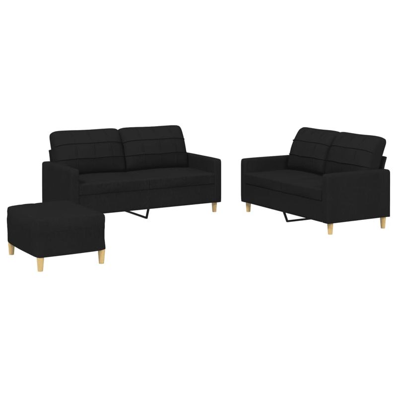 Casa si Gradina - Mobilier - Seturi de mobilier - Seturi living - Set de canapele cu perne, 3 piese, negru, textil - Infinity.ro