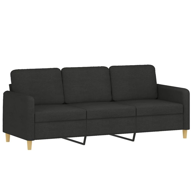 Casa si Gradina - Mobilier - Canapele si coltare - Canapele - Canapea cu 3 locuri cu taburet, negru, 180 cm, material textil - Infinity.ro