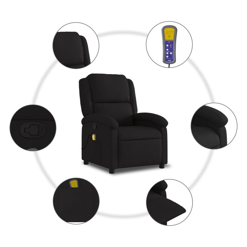 Ingrijire personala si Cosmetice - Sanatate si wellness - Articole wellness - Fotolii de masaj - Fotoliu de masaj rabatabil, negru, material textil - Infinity.ro