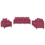Casa si Gradina - Mobilier - Seturi de mobilier - Seturi living - Set canapea cu perne, 3 piese, rosu vin, catifea - Infinity.ro