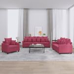 Casa si Gradina - Mobilier - Seturi de mobilier - Seturi living - Set canapea cu perne, 3 piese, rosu vin, catifea - Infinity.ro