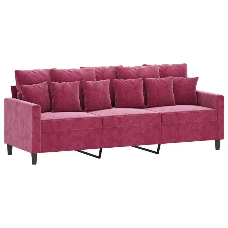 Casa si Gradina - Mobilier - Seturi de mobilier - Seturi living - Set canapea cu perne, 3 piese, rosu vin, catifea - Infinity.ro