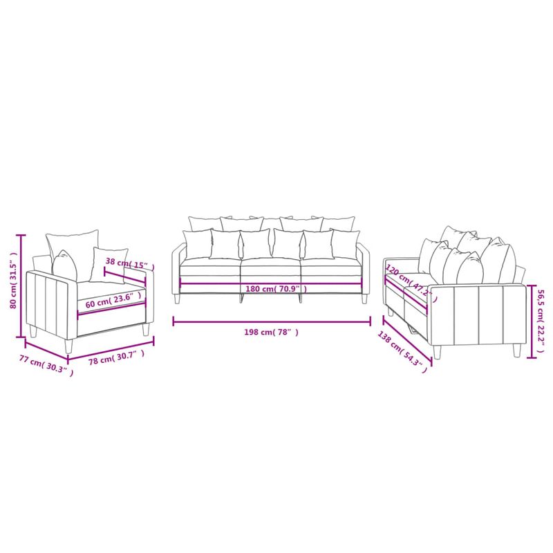 Casa si Gradina - Mobilier - Seturi de mobilier - Seturi living - Set canapea cu perne, 3 piese, rosu vin, catifea - Infinity.ro