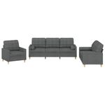 Casa si Gradina - Mobilier - Seturi de mobilier - Seturi living - Set de canapele cu perne, 3 piese, gri inchis, textil - Infinity.ro