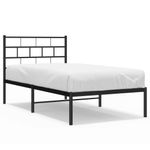 Casa si Gradina - Mobilier - Paturi si accesorii - Paturi - Cadru pat metalic cu tablie, negru, 90x200 cm - Infinity.ro