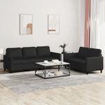 Casa si Gradina - Mobilier - Seturi de mobilier - Seturi living - Set de canapele cu perne, 2 piese, negru, piele ecologica - Infinity.ro