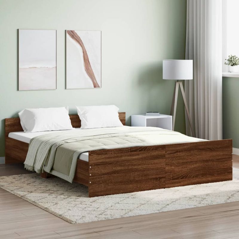 Casa si Gradina - Mobilier - Paturi si accesorii - Paturi - Cadru de pat cu tablie la cap/picioare, stejar maro, 160x200 cm - Infinity.ro