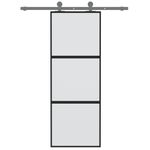 Casa si Gradina - Constructii - Usi interior, exterior si garaj - Usi garaj - Usa glisanta, negru, 76x205 cm, sticla securizata si aluminiu - Infinity.ro