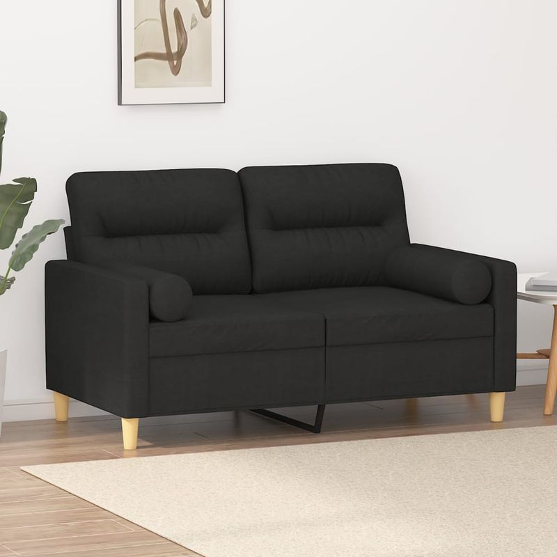 Casa si Gradina - Mobilier - Canapele si coltare - Canapele - Canapea cu 2 locuri cu pernute, negru, 120 cm, textil - Infinity.ro