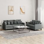 Casa si Gradina - Mobilier - Seturi de mobilier - Seturi living - Set de canapele cu perne, 2 piese, gri inchis, textil - Infinity.ro