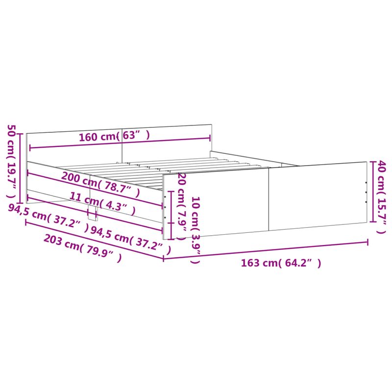 Casa si Gradina - Mobilier - Paturi si accesorii - Paturi - Cadru de pat cu tablie la cap/picioare, stejar maro, 160x200 cm - Infinity.ro