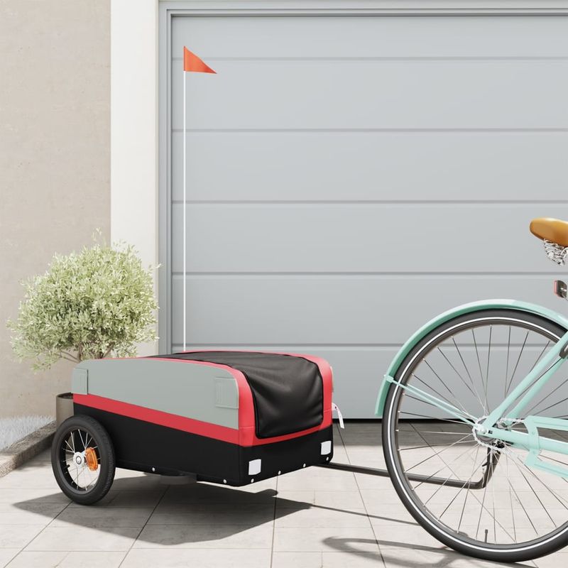 Sport si Outdoor - Ciclism - Accesorii pentru biciclete - Remorci biciclete - Remorca pentru biciclete, negru și rosu, 30 kg, fier, mărime 122x52.5x42.5 cm - Infinity.ro