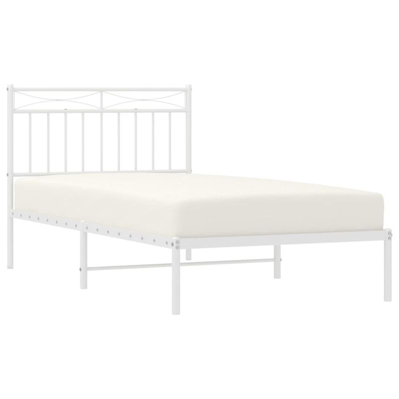 Casa si Gradina - Mobilier - Paturi si accesorii - Paturi - Cadru de pat metalic cu tablie, alb, 100x190 cm - Infinity.ro
