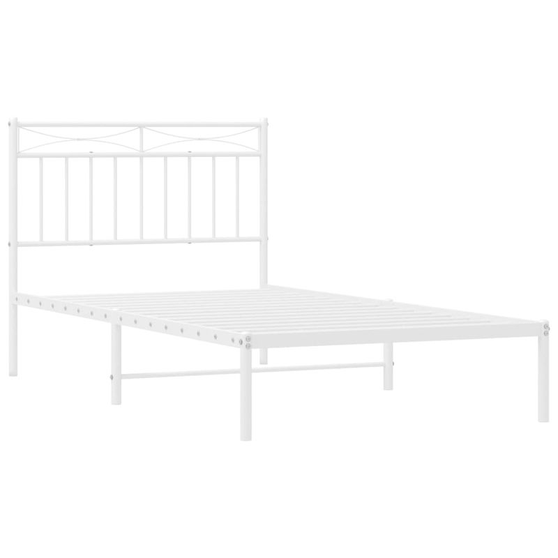Casa si Gradina - Mobilier - Paturi si accesorii - Paturi - Cadru de pat metalic cu tablie, alb, 100x190 cm - Infinity.ro