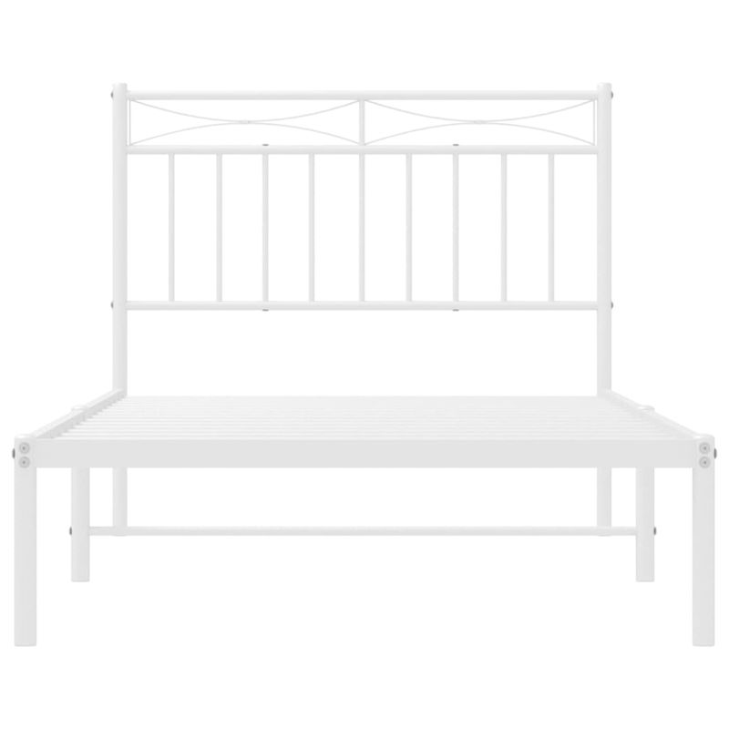 Casa si Gradina - Mobilier - Paturi si accesorii - Paturi - Cadru de pat metalic cu tablie, alb, 100x190 cm - Infinity.ro
