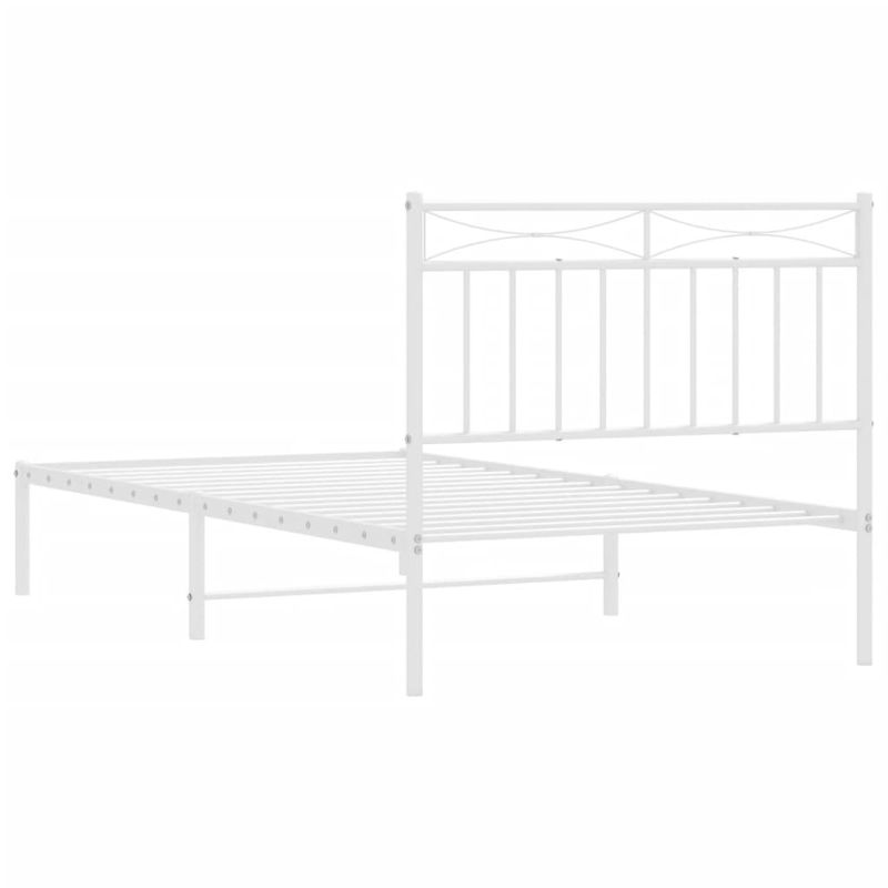 Casa si Gradina - Mobilier - Paturi si accesorii - Paturi - Cadru de pat metalic cu tablie, alb, 100x190 cm - Infinity.ro
