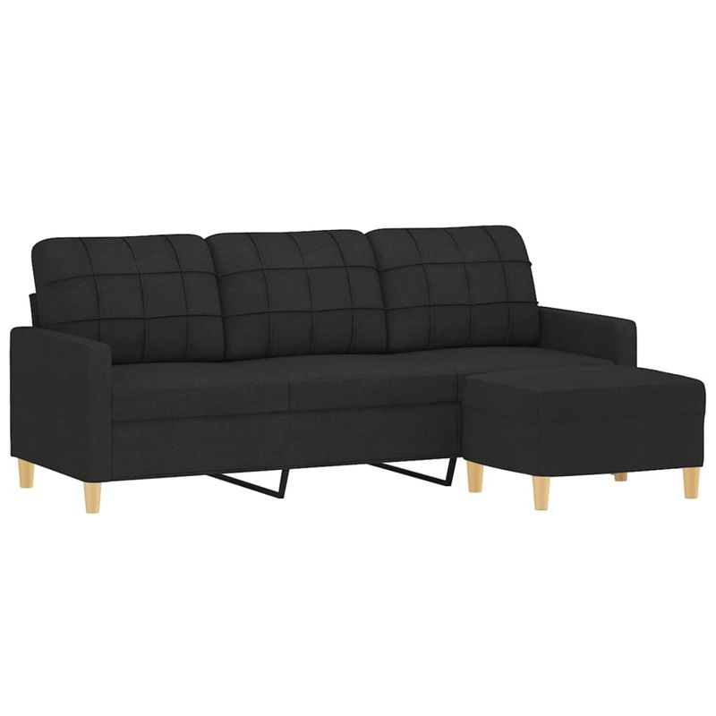Casa si Gradina - Mobilier - Canapele si coltare - Canapele - Canapea cu 3 locuri cu taburet, negru, 180 cm, material textil - Infinity.ro