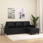 Casa si Gradina - Mobilier - Canapele si coltare - Canapele - Canapea cu 3 locuri si taburet, negru, 180 cm, piele ecologica - Infinity.ro