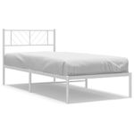 Casa si Gradina - Mobilier - Paturi si accesorii - Paturi - Cadru pat metalic cu tablie, alb, 90x200 cm - Infinity.ro