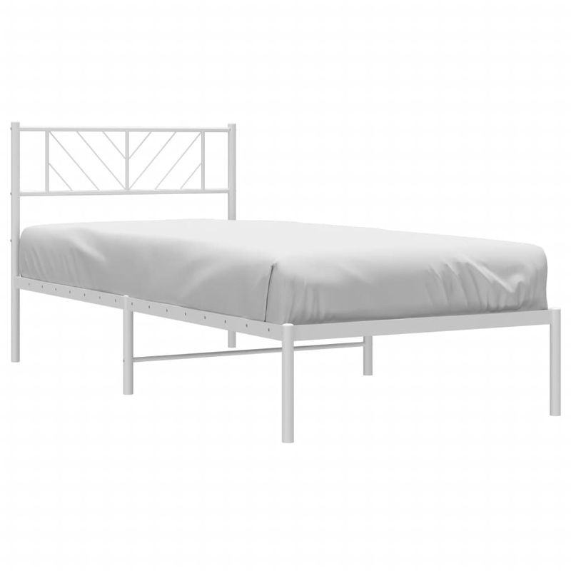Casa si Gradina - Mobilier - Paturi si accesorii - Paturi - Cadru pat metalic cu tablie, alb, 90x200 cm - Infinity.ro