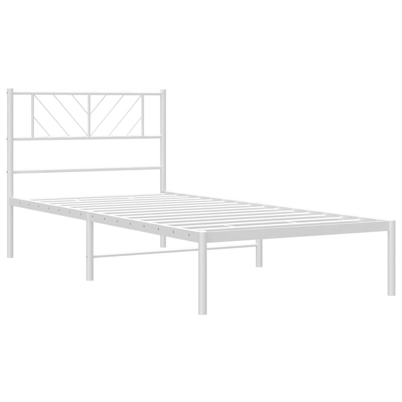 Casa si Gradina - Mobilier - Paturi si accesorii - Paturi - Cadru pat metalic cu tablie, alb, 90x200 cm - Infinity.ro