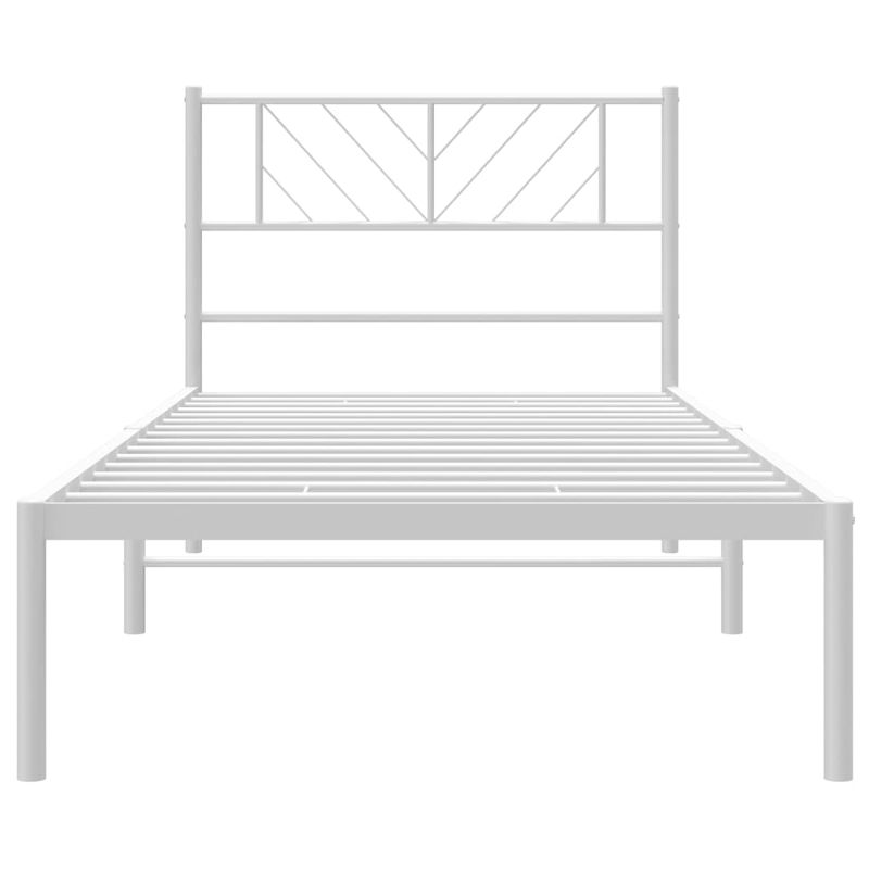 Casa si Gradina - Mobilier - Paturi si accesorii - Paturi - Cadru pat metalic cu tablie, alb, 90x200 cm - Infinity.ro