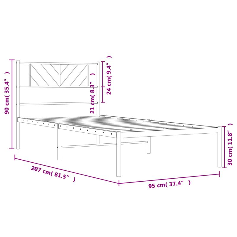 Casa si Gradina - Mobilier - Paturi si accesorii - Paturi - Cadru pat metalic cu tablie, alb, 90x200 cm - Infinity.ro