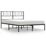 Casa si Gradina - Mobilier - Paturi si accesorii - Paturi - Cadru de pat metalic cu tablie, negru, 140x190 cm - Infinity.ro