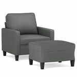 Casa si Gradina - Mobilier - Scaune si fotolii - Fotolii - Fotoliu canapea cu taburet, gri inchis, 60 cm, textil - Infinity.ro