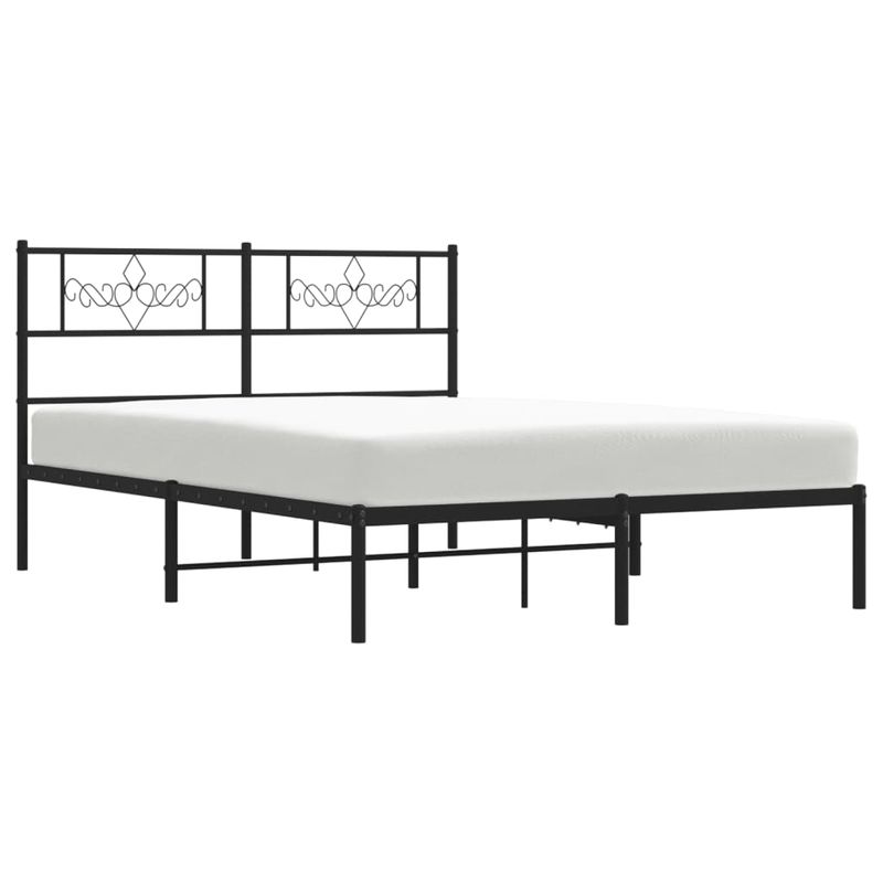 Casa si Gradina - Mobilier - Paturi si accesorii - Paturi - Cadru de pat metalic cu tablie, negru, 140x190 cm - Infinity.ro