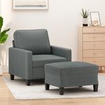 Casa si Gradina - Mobilier - Scaune si fotolii - Fotolii - Fotoliu canapea cu taburet, gri inchis, 60 cm, textil - Infinity.ro