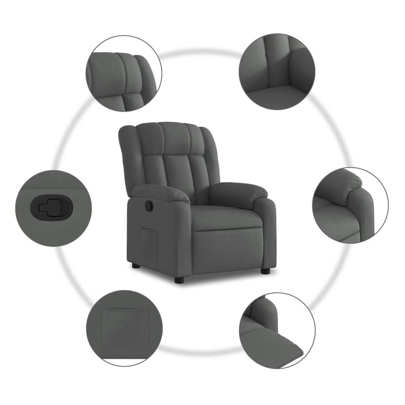 Casa si Gradina - Mobilier - Scaune si fotolii - Fotolii - Fotoliu rabatabil, gri inchis, material textil - Infinity.ro