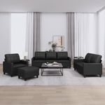 Casa si Gradina - Mobilier - Seturi de mobilier - Seturi living - Set de canapele cu perne, 4 piese, negru, piele ecologica - Infinity.ro
