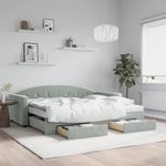 Casa si Gradina - Mobilier - Paturi si accesorii - Paturi - Pat de zi cu extensie si sertare, gri deschis 90x200 cm catifea - Infinity.ro