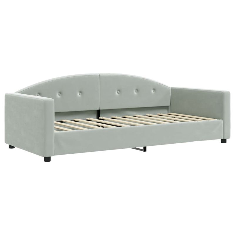 Casa si Gradina - Mobilier - Paturi si accesorii - Paturi - Pat de zi cu extensie si sertare, gri deschis 90x200 cm catifea - Infinity.ro