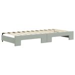 Casa si Gradina - Mobilier - Paturi si accesorii - Paturi - Pat de zi cu extensie si sertare, gri deschis 90x200 cm catifea - Infinity.ro