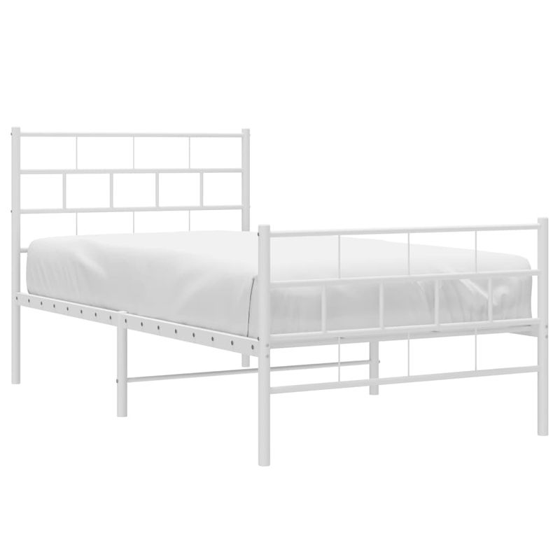 Casa si Gradina - Mobilier - Paturi si accesorii - Paturi - Cadru de pat metalic cu tablie de cap/picioare, alb, 100x190 cm - Infinity.ro