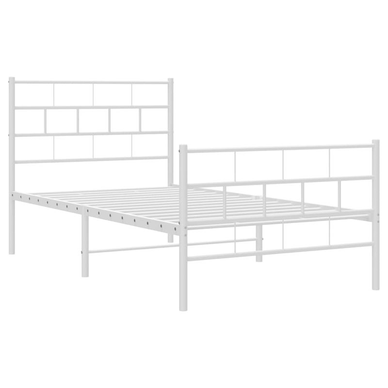 Casa si Gradina - Mobilier - Paturi si accesorii - Paturi - Cadru de pat metalic cu tablie de cap/picioare, alb, 100x190 cm - Infinity.ro