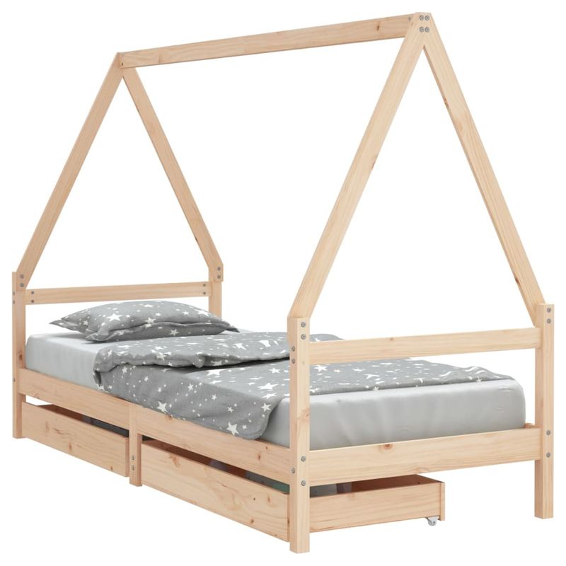 Casa si Gradina - Mobilier - Mobilier copii - Patuturi copii - Cadru pat copii cu sertare, 80x200 cm, lemn masiv de pin - Infinity.ro