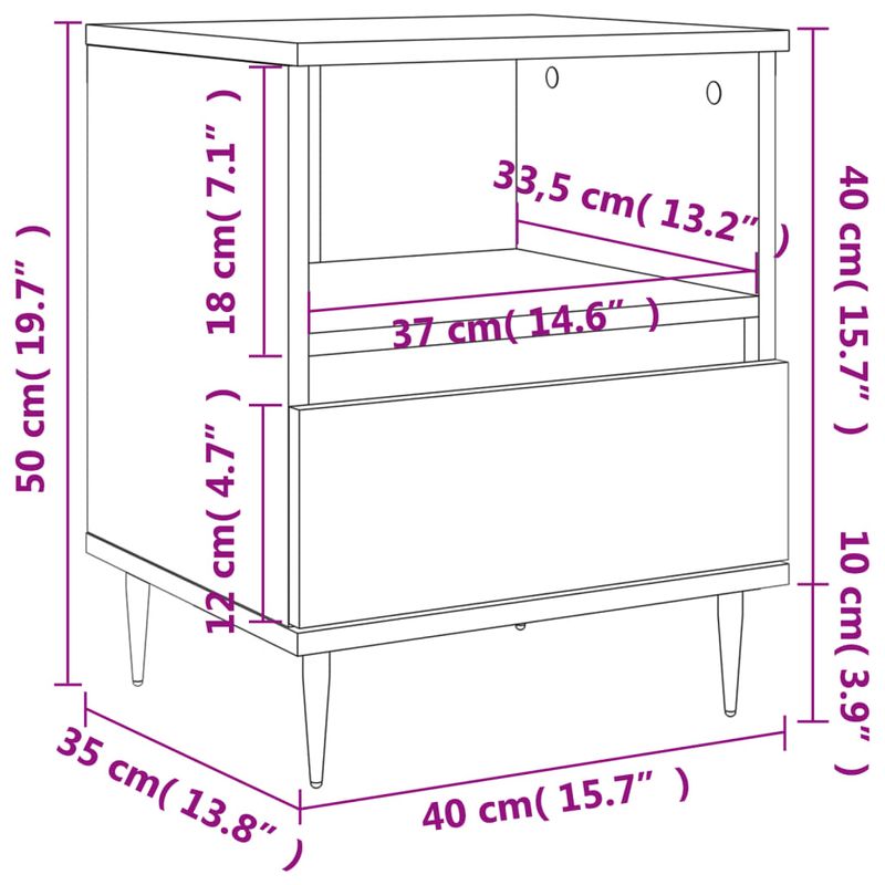 Casa si Gradina - Mobilier - Comode si corpuri - Noptiere - Noptiera, stejar fumuriu, 40x35x50 cm, lemn compozit - Infinity.ro