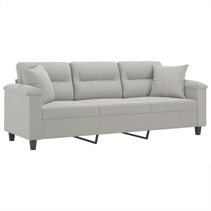 Casa si Gradina - Mobilier - Canapele si coltare - Canapele - Canapea cu 3 locuri si perne, gri deschis, 180 cm, microfibra - Infinity.ro