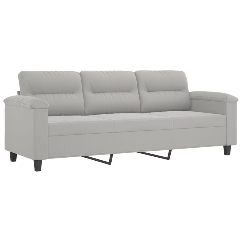 Casa si Gradina - Mobilier - Canapele si coltare - Canapele - Canapea cu 3 locuri si perne, gri deschis, 180 cm, microfibra - Infinity.ro