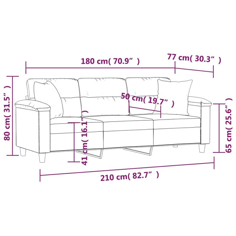 Casa si Gradina - Mobilier - Canapele si coltare - Canapele - Canapea cu 3 locuri si perne, gri deschis, 180 cm, microfibra - Infinity.ro