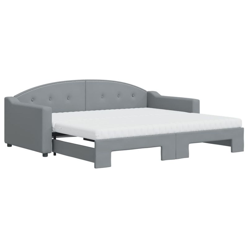 Casa si Gradina - Mobilier - Paturi si accesorii - Paturi - Pat de zi cu extensie si saltele, gri deschis 90x190 cm textil - Infinity.ro