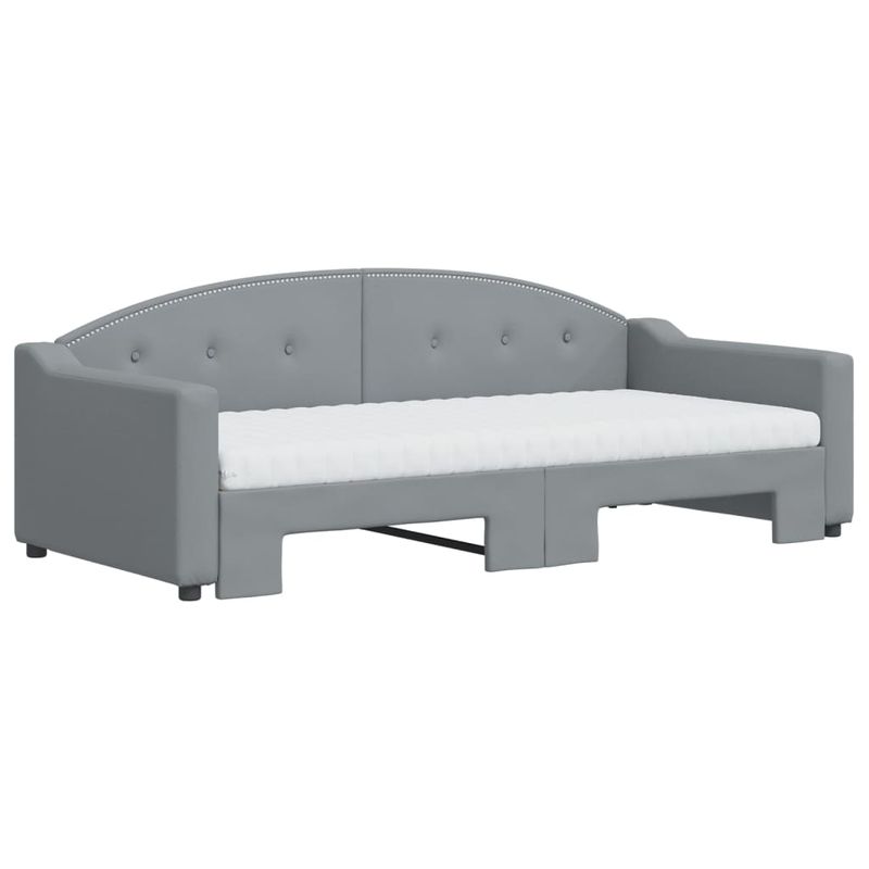 Casa si Gradina - Mobilier - Paturi si accesorii - Paturi - Pat de zi cu extensie si saltele, gri deschis 90x190 cm textil - Infinity.ro