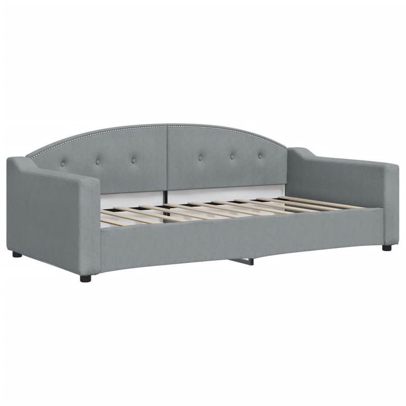 Casa si Gradina - Mobilier - Paturi si accesorii - Paturi - Pat de zi cu extensie si saltele, gri deschis 90x190 cm textil - Infinity.ro
