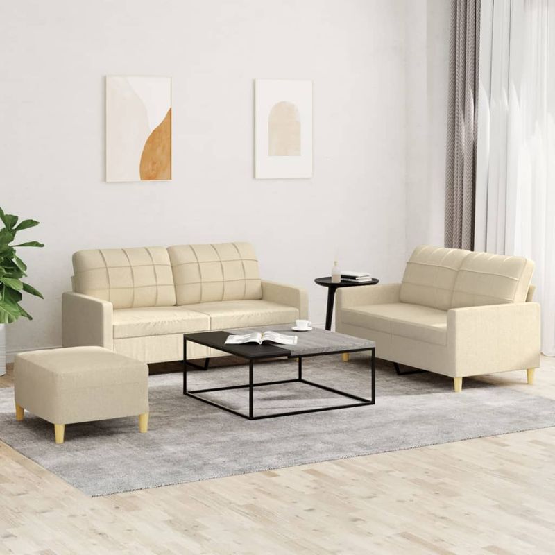Casa si Gradina - Mobilier - Seturi de mobilier - Seturi living - Set de canapele cu perne, 3 piese, crem, textil - Infinity.ro