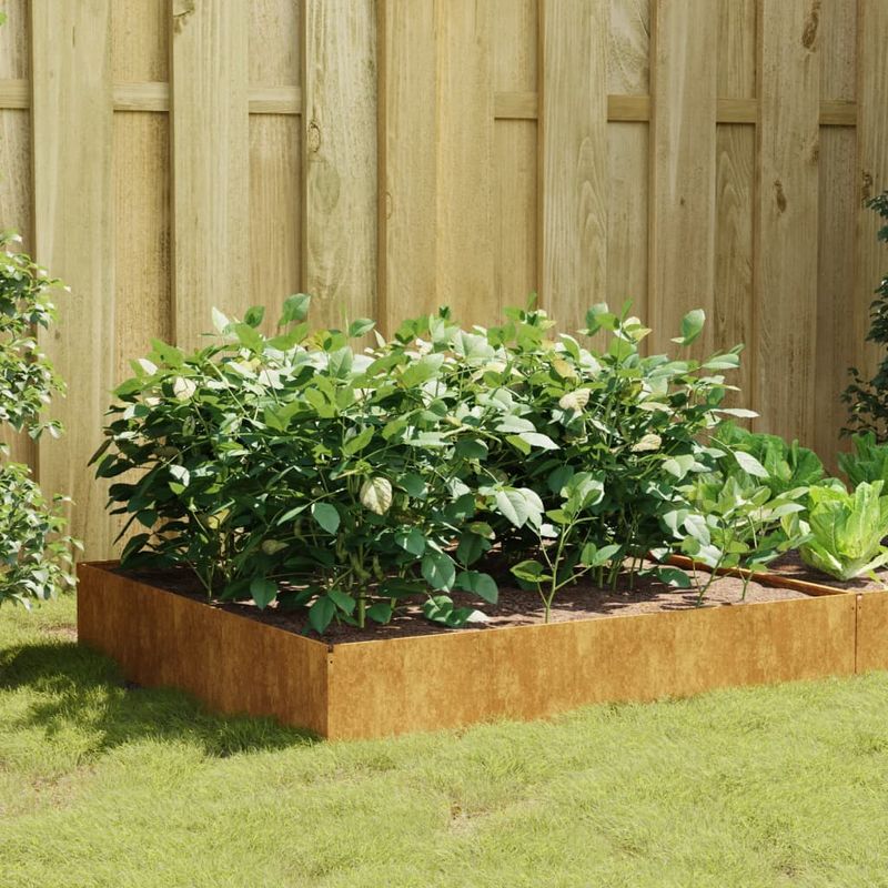 Casa si Gradina - Gradinarit si plante - Plante si ghivece - Ghivece si suporturi - Strat inaltat de gradina, 100x100x33,5 cm, otel corten - Infinity.ro