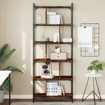 Casa si Gradina - Mobilier - Biblioteci si rafturi - Biblioteci - Biblioteca cu 6 niveluri, stejar fumuriu, 76x32x192 cm, lemn - Infinity.ro